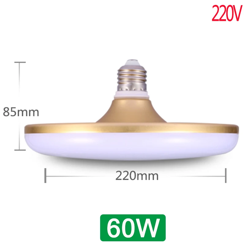E27 светодиодная лампа, светильник 220 В, 50 Вт, 40 Вт, 30 Вт, 20 Вт, 15 Вт, высокая мощность, точечный светильник, лампада, ампула, Bombilla, Led, холодный белый, домашний декор, светильник s - Испускаемый цвет: 60W Golden