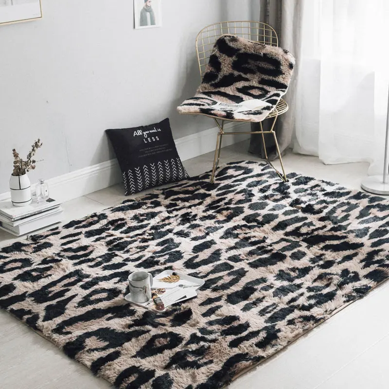 

Fashion luxury Leopard plush carpet Household rugs Living room bedroom sofa bed side mats non-slip doormat Machine washable