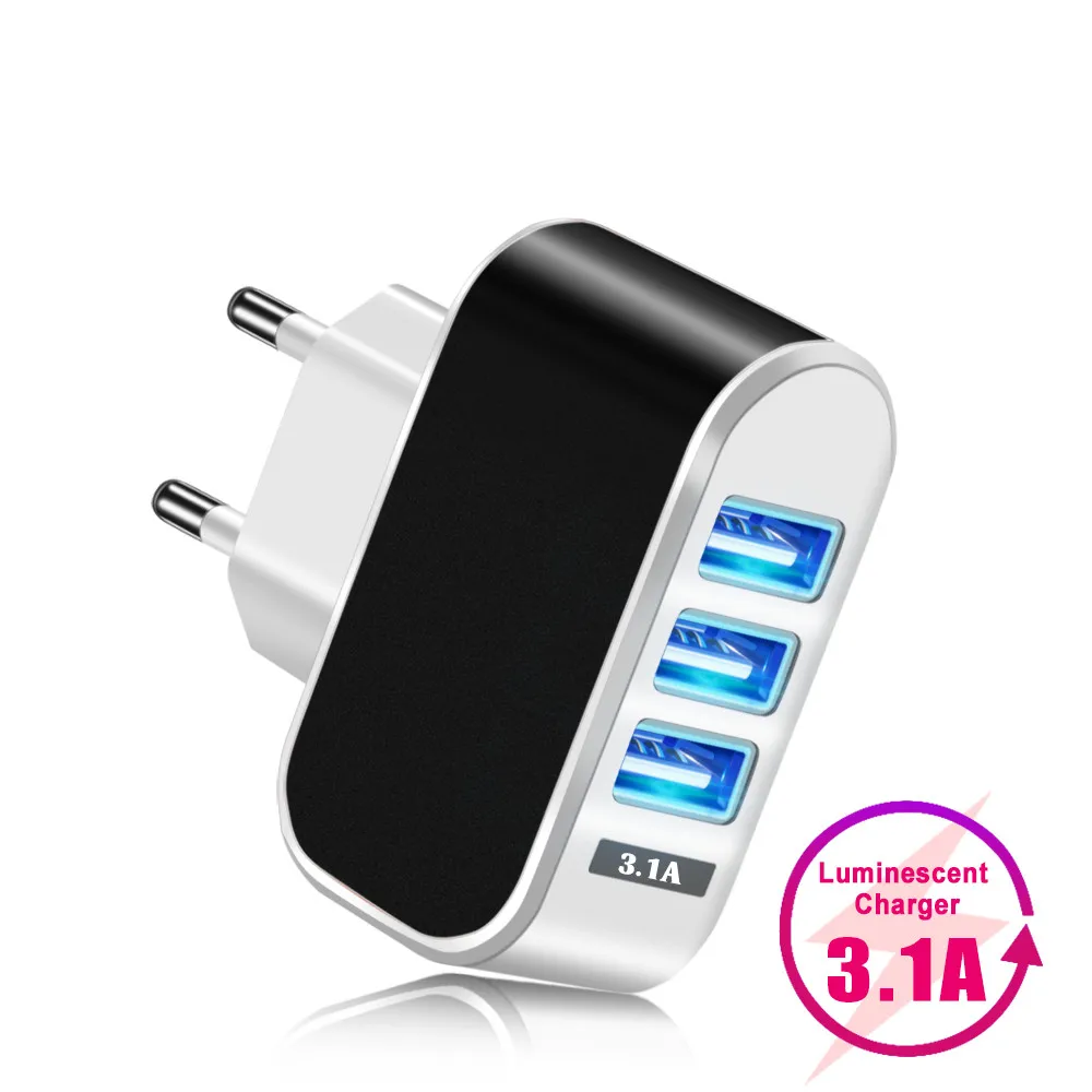 

Fast Charging USB Charger For iPhone X XS Max 7 Plus Portable 3 Port Mobile Charger Adapter For Samsung S8 Xiaomi Phone Charger