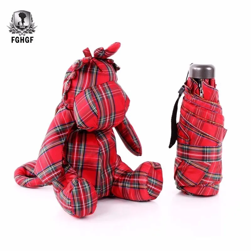 

FGHGF Cute Small Cartoon Creative 5 Folding Pockets Umbrella Little Red Grid Dragon Kids Toys Rain Women Cute Beach Parasol