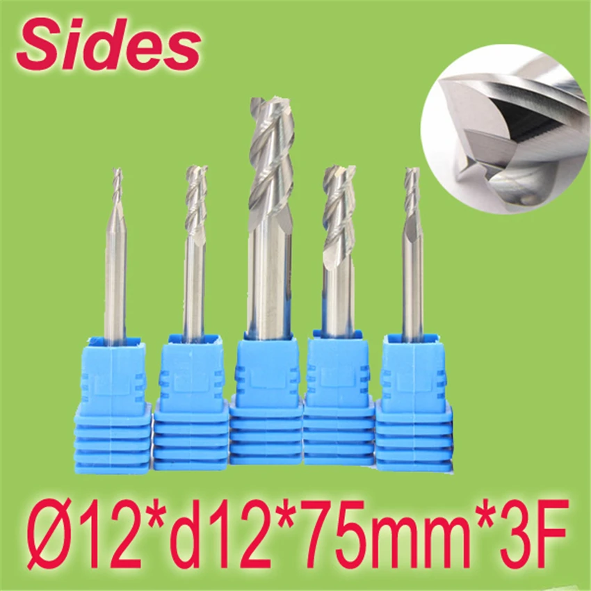 

Free Shipping 12*d12*75mm*3F 12mm Aluminum 3F Square Flat Spiral Flute Endmill Cutter Working on CNC Milling Machine
