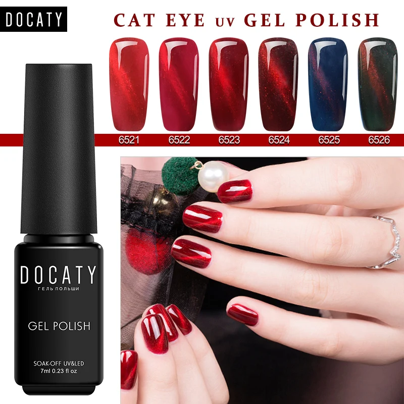 Docaty 7ml 3D Cat Eyes UV Nail Art Lucky Semi Permanent Enamel Gel Popular Magnetic Soak Off Glitter Polish Accessories | Красота и