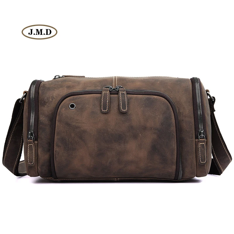 

J.M.D Genuine Cow Leather Classic Brown Men's Fashion Special Design Business Travel Bag Computer Bag Shoulder Bag Handbag 1020R