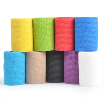 

24Pcs/Lot 5cm x 4.5m 2.5cmX4.5m Self Adhesive elastic Nonwoven Cohesive Bandage joint protection mixed color free shipping