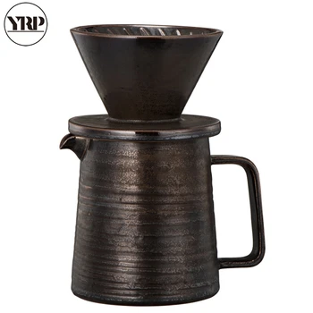 

YRP 360ml Brown V60 Classic Heat Resistant Ceramic Coffee Drip Pot Espresso Water Coffee Percolators Paper Filters Gift Jug