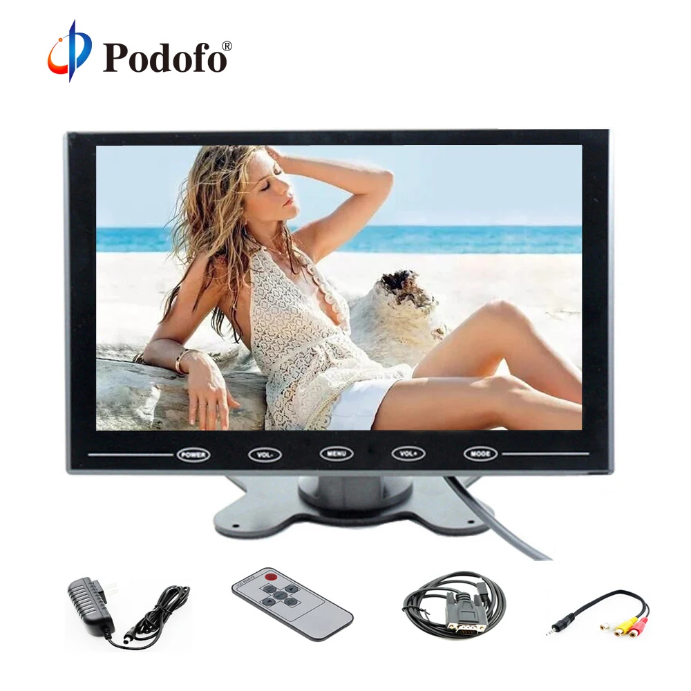 

Podofo 9" LCD Monitor TFT Mini Color Display Screen Monitor 2 Video Input Monitor For PC CCTV HDMI AVIn Touch Screen Display