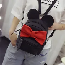 2016 Nuevo mini mochila bolso femenino de calidad de cuero de la pu de las mujeres mochilas de Corea versión de Mickey oídos arco dulce Viento Colegio