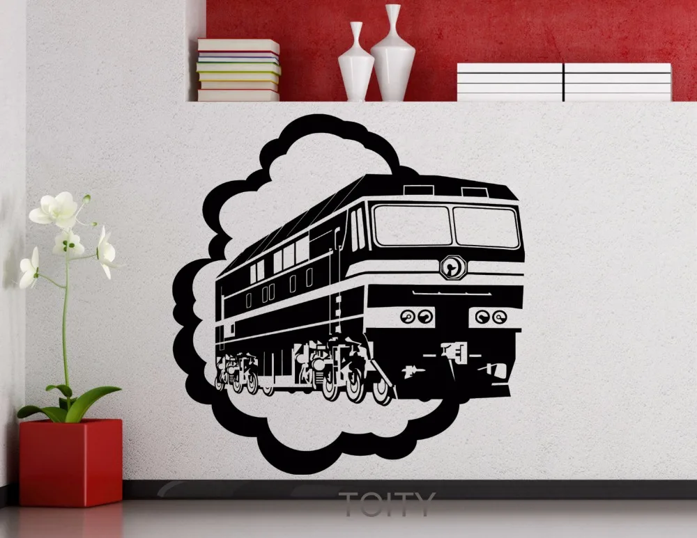 Train Locomotive Wall Sticker Vintage Retro Vinyl Decal Home Living Room Interior Decor Removable Waterproof High Quality Mural
