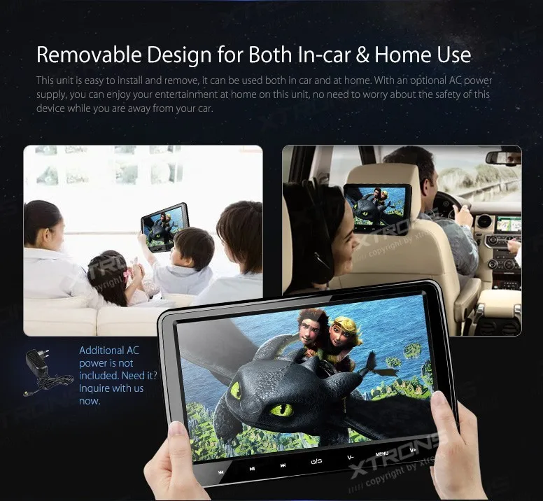 Excellent XTRONS 1 Pair Universal 10.1 inch HDMI HD Screen headrest car dvd player Monitor USD FM SD + 2 IR Headphones 4 Excellent XTRONS 1 Pair Universal 10.1 inch HDMI HD Screen headrest car dvd player Monitor USD FM SD + 2 IR Headphones 4