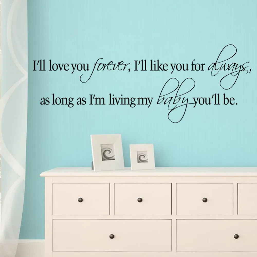 Love You Forever Like You Always As Long As I m Living My Baby You ll Be Vinyl Wall Sticker Quotes Sayings Nursery Decor Decal in Wall Stickers from Home