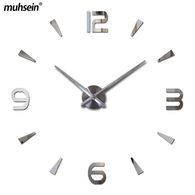 

musein Super Big DIY Wall Clock Acrylic+EVR+Metal Mirror Super Big Personalized Digital Watches Clocks Freeshipping
