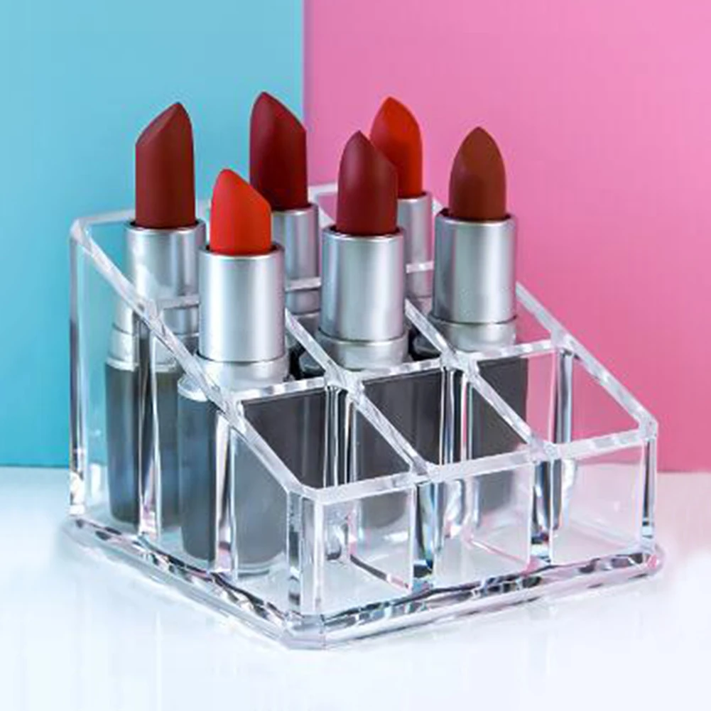 

9 Holes Transparent Lipstick Cosmetic Box Makeup Display Holder Storage Case