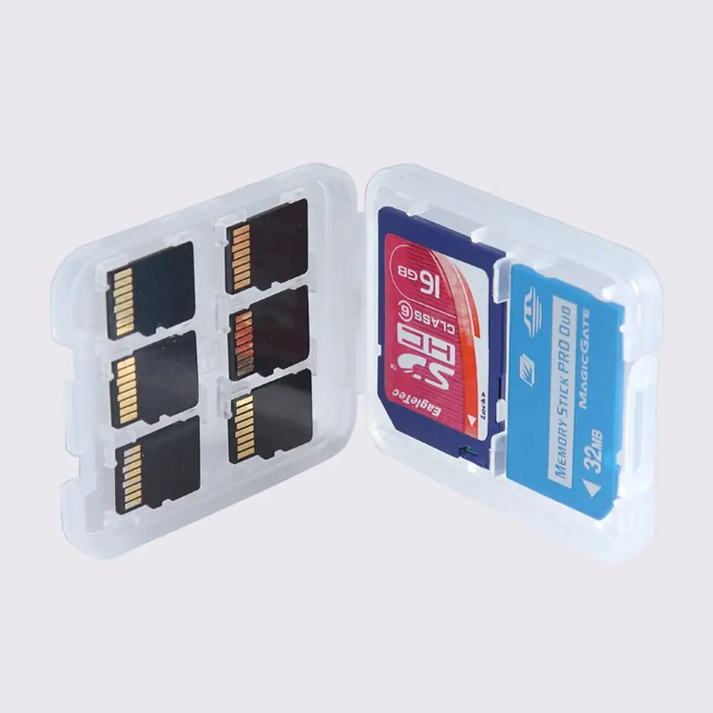 1 шт. 8 в 1 протектор держатель пластик прозрачный Micro для SD SDHC TF MS карта памяти Чехол Коробка Сумка