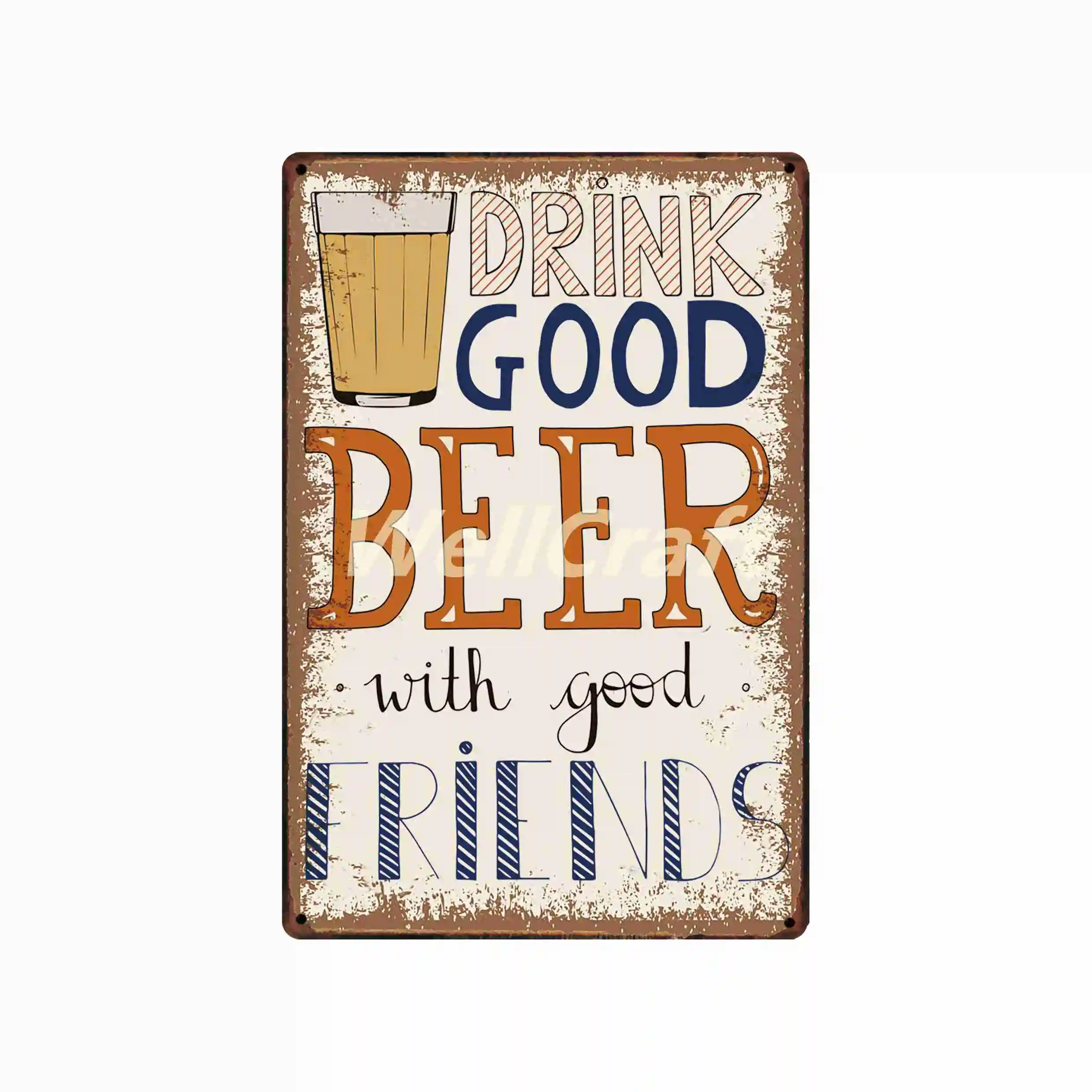 [WellCraft] надпись GOOD BEER ZONE KEEP CALM винтажная открытая металлическая табличка