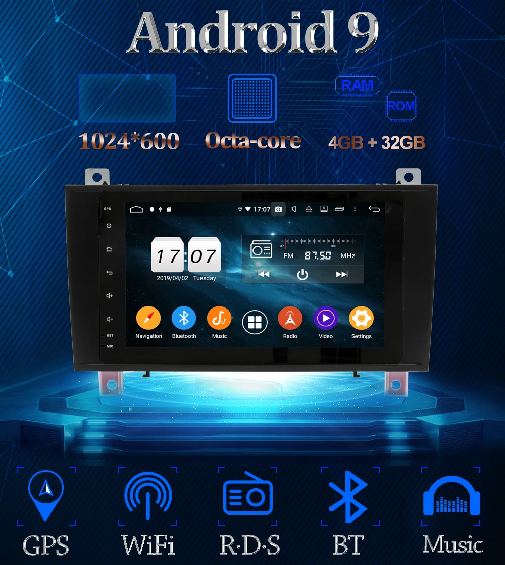 Owtosin автомобильный Радио мультимедийный видео плеер навигация gps Android 9,0 для Mercedes-Benz SLK Class R171 W171 c-класс W203 CL203