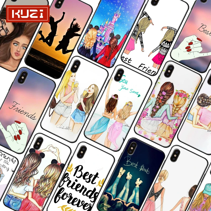 Kuzi Best Friend Forever чехол для Iphone X XS 8 7 6 6s Plus Coque Fundas Capa Мягкий ТПУ силиконовый Роскошный