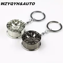 Car Styling 3D Metal Keychain Cool Luxury Wheel Hub Key Ring Fit For VW Audi Seat Toyota Honda Ford Key Holder Accessories