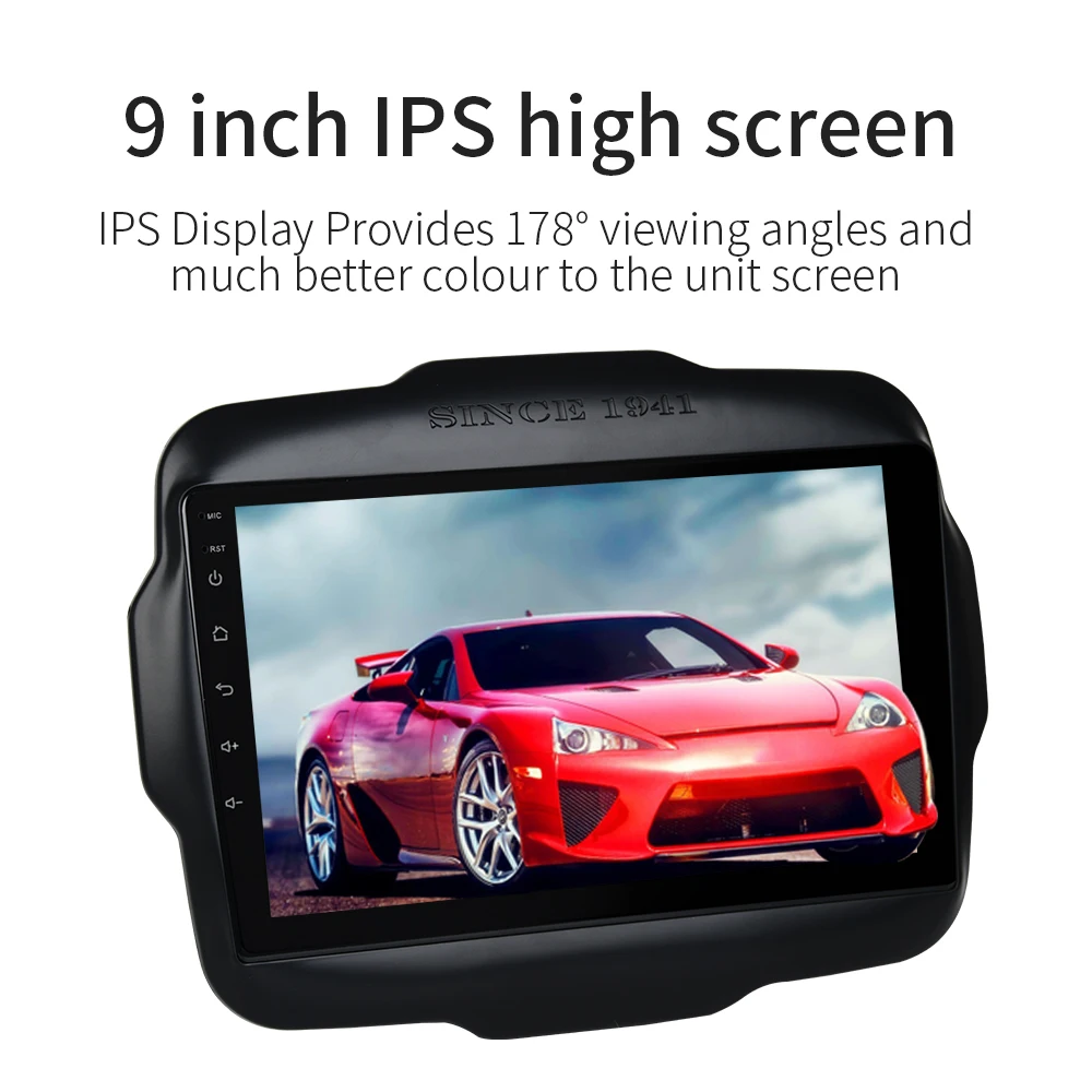 Clearance Dasaita Build-in DSP Android 9.0 Car Radio GPS for Jeep Renegade Multimedia 2016 2017 with 9" 2.5D IPS 4G 32G Octa core 15 Band 2