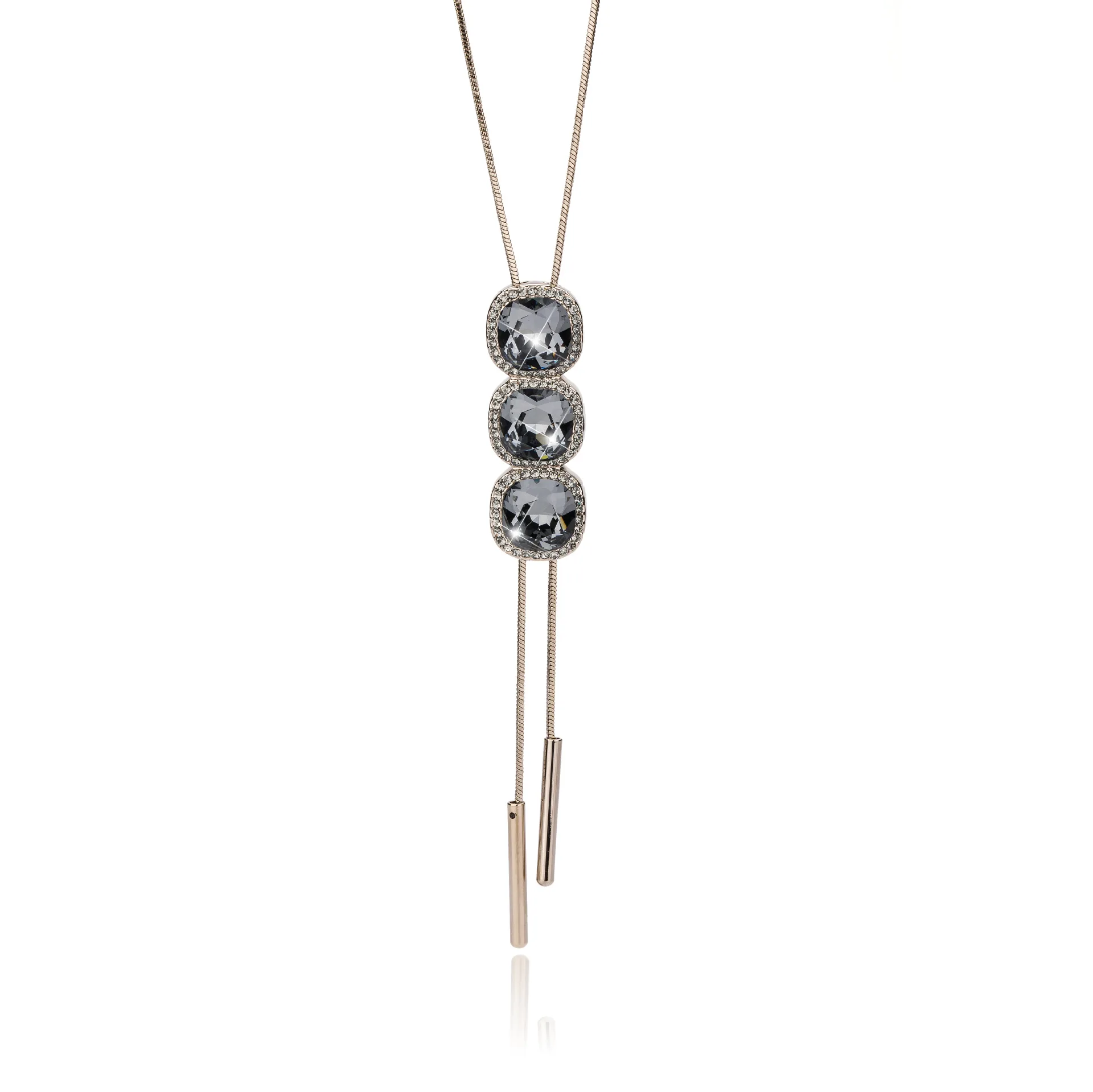 BYSPT циркониевое длинное ожерелье с голубым кристаллом, цепочка на свитер, модное ожерелье с подвеской, Женские Ювелирные аксессуары
