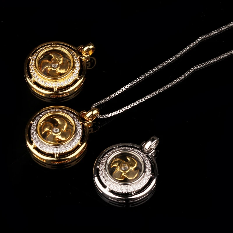 2018новое поступление вращающаяся подвеска в форме мельницы ожерелье AAA кубический циркон проложили Золото Серебро Цвет ожерелье ювелирные изделия для женщин дропшиппинг