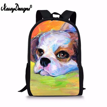 

NOISYDESIGNS Dropshipping School Laptop Bag Cute Puppy Oil Painting Designs Backpack Female Male Sac Ados Double Shoulder Bag