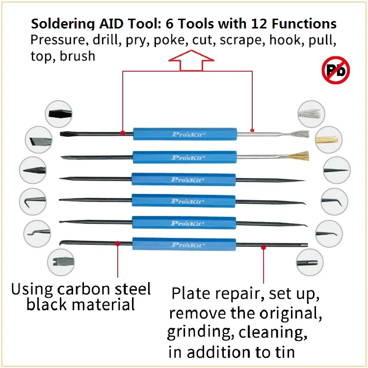 ProsKit паяльная помощь инструменты помощь паяльник Пинцет вспомогательные инструменты паяльник паяльная Работа Набор DP-3616