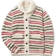 Japanese style striped cozy soft yarn knitted men sleepwear night gown winter X'mas gift sweater