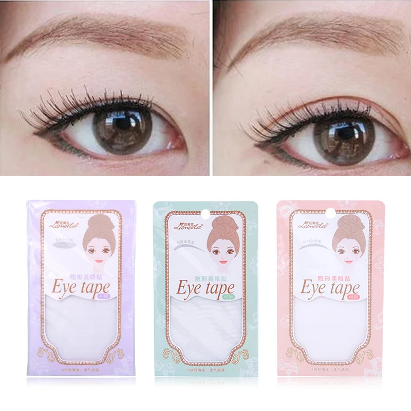 

48 Pairs Double Eyelid Tape Invisible Double Fold Eyelid Shadow Sticker Natural Makeup Clear Eyelid Strip Eyes Make Up Tool