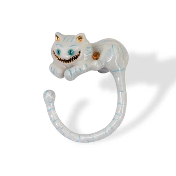 

Juicy Grape New Girl Alice Series High-end Enamel Glazed Cheshire Cat Ring Elegant Noble Animal Jewellery Enamel Glaze Ring