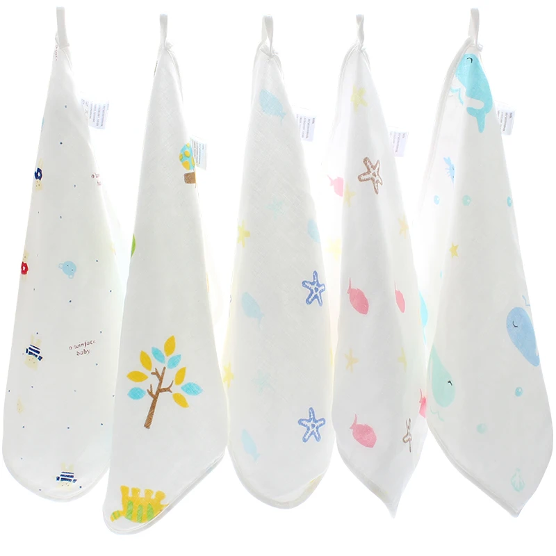 Baby Towel Set For Newborns Cotton Muslin Bamboo Fiber Terry Kids Handkerchief Cute Children Wipes