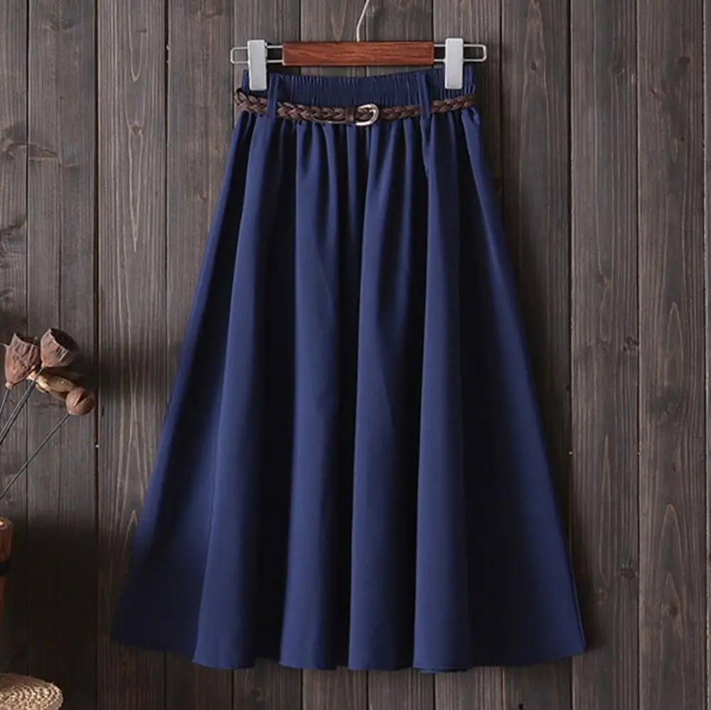 

Uwardrobe Summer Women clothes faldas With Belt 2019 Fashion Ladies High Waist saia Pleated A-line School Skirt Female jupe FDH