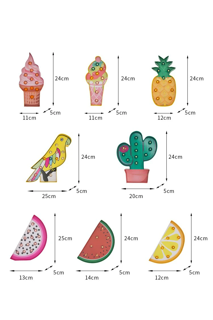 Lanpulux Экологически чистая бумажная фруктовая Ночная лампа мороженое попугай декоративный кактус лампа окно дисплей моделирование огни фотографии реквизит