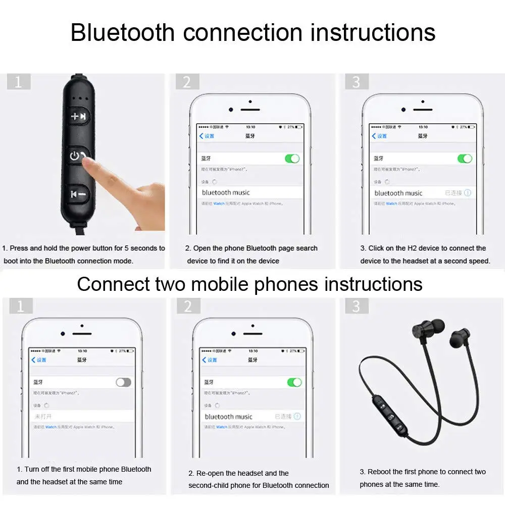 Bluetooth наушники Untoom с микрофоном, Спортивная беспроводная гарнитура для бега iPhone Xs Xr X 8 7, наушники-вкладыши Bluetooth для samsung