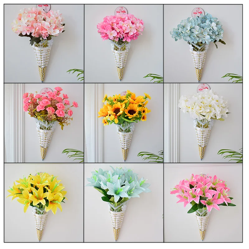 

Handing wall flower vase for artificial flowers silk lily roses home wedding party Christmas shop wall decorations iron vase pot