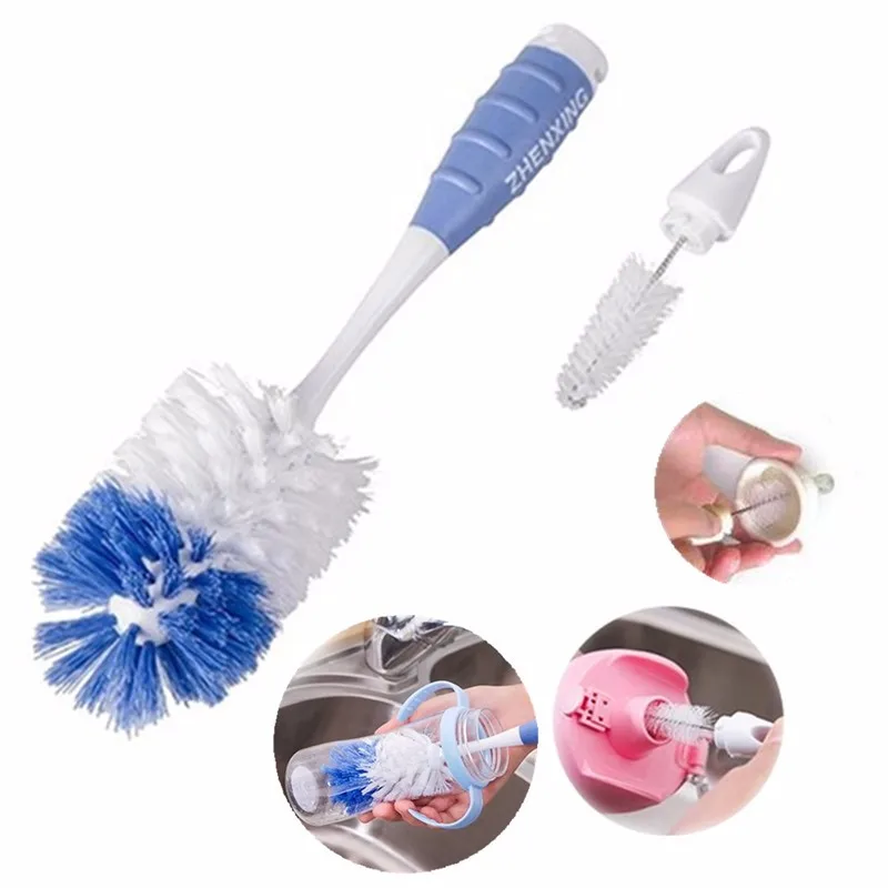 2 IN 1 Baby Bottle Brush Cleaning Kids Milk Feed Bottles Baby Tools