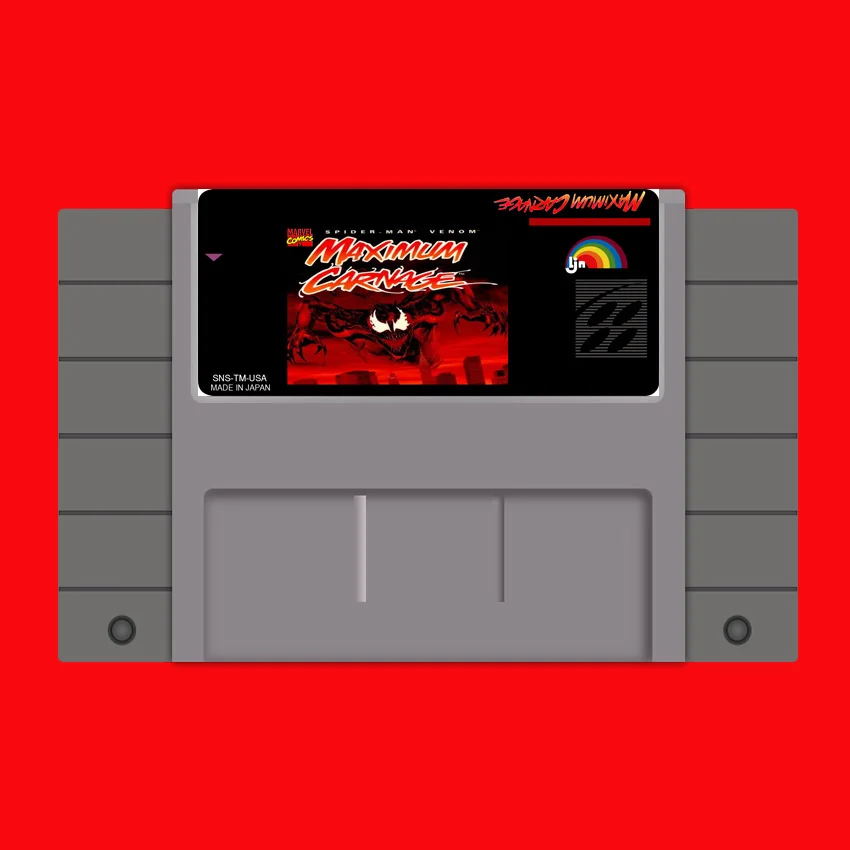 Spider Man Venom Максимальная Carnage 16 бит большая серая игровая карта для США NTSC игровой