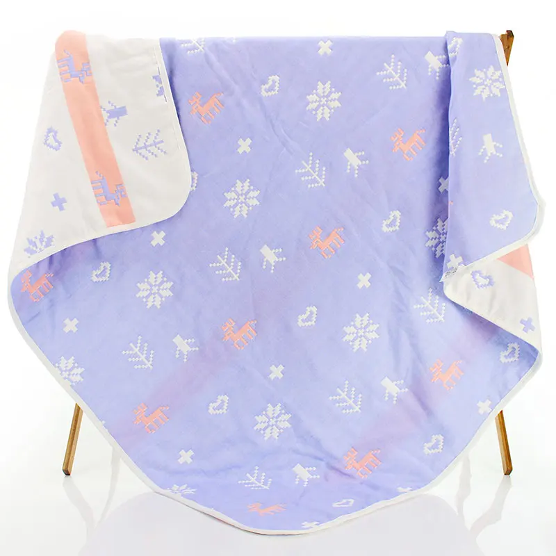 Качественное трехслойное муслиновое Пеленальное хлопковое детское одеяльце для сна 110*110 см Комплект постельного белья Детское банное полотенце manta couverture enfant - Цвет: Deer