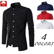 Новая мужская хлопковая рубашка из двух частей с двойным порогом, приталенная, с длинным рукавом, для отдыха, квадратный воротник, одноцветная NZC-011