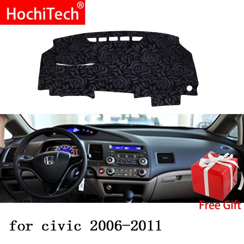 

Нескользящий коврик для приборной панели с рисунком розы, Накладка для приборной панели, коврик для ковра, автомобильная наклейка для Honda civic 2006 2007-2011, автомобильный Стайлинг