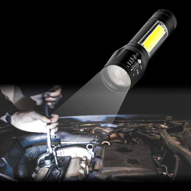 

LED Flashlight Cold White 3 Modes Normal Flash COB Light USB Rechargeable Flashlight For Outdoor Camping Powerful Led Flashlight