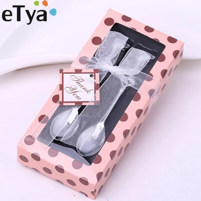 

Practical Stainless Steel Couple Coffee Spoons Creative Heart-shaped handle Wedding Small Favors Gifts Box Package