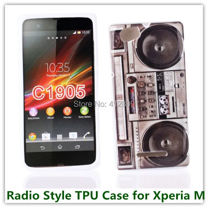 1 шт. модный винтажный чехол накладка из мягкого ТПУ IMD с радио для Sony Xperia M C1905