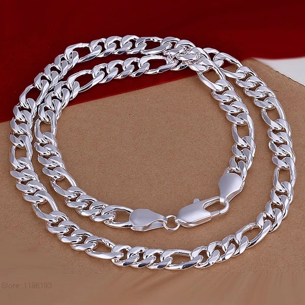 Высокое качество 10 мм 20 ''24'' 50 см 60 см мужское ожерелье 925 серебряное звено цепи ожерелье s для мужчин ювелирные изделия вечерние подарок