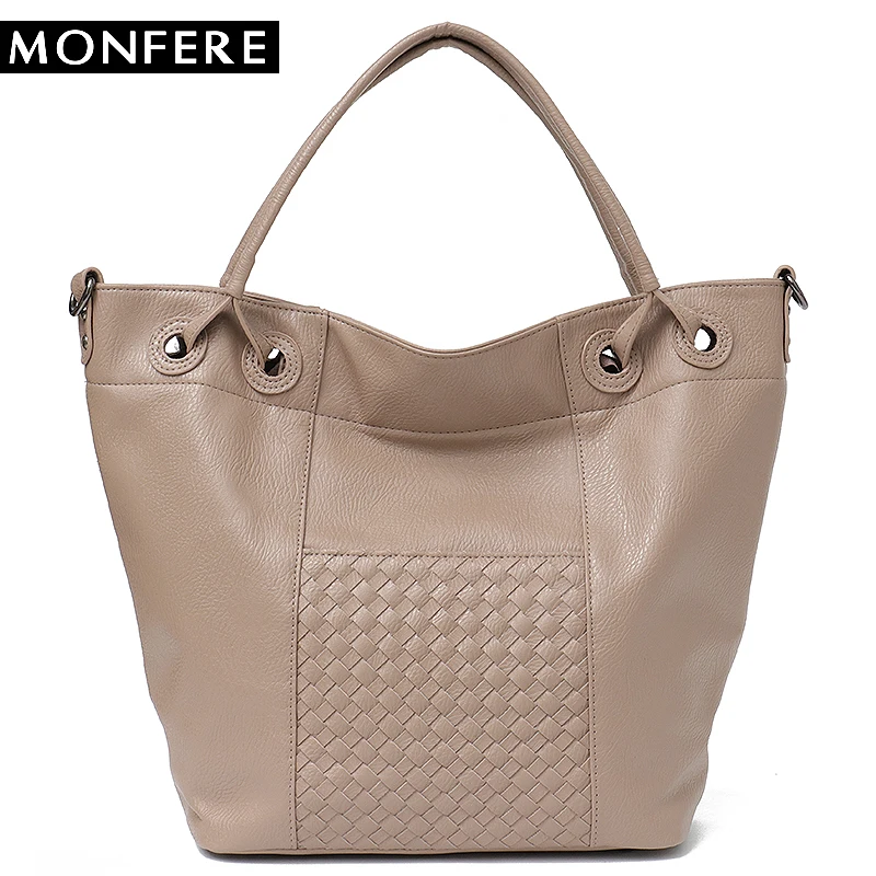 

MONFERE 2018 New Female Casual Women Large Tote Bags Messenger Bags Woven Pattern Handbag Big Shoulder Top-Handle Bags for Women