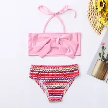 Летний детский полосатый жилет с бантом для маленьких девочек, купальный костюм, одежда для купания, Maillot De Bain fille enfant, детский купальник для девочек, Bebek Mayo