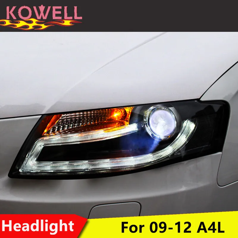 KOWELL автомобильный Стайлинг для Audi A4 B8 фары 2009 2012 A4L светодиодный задний фонарь DRL Bi
