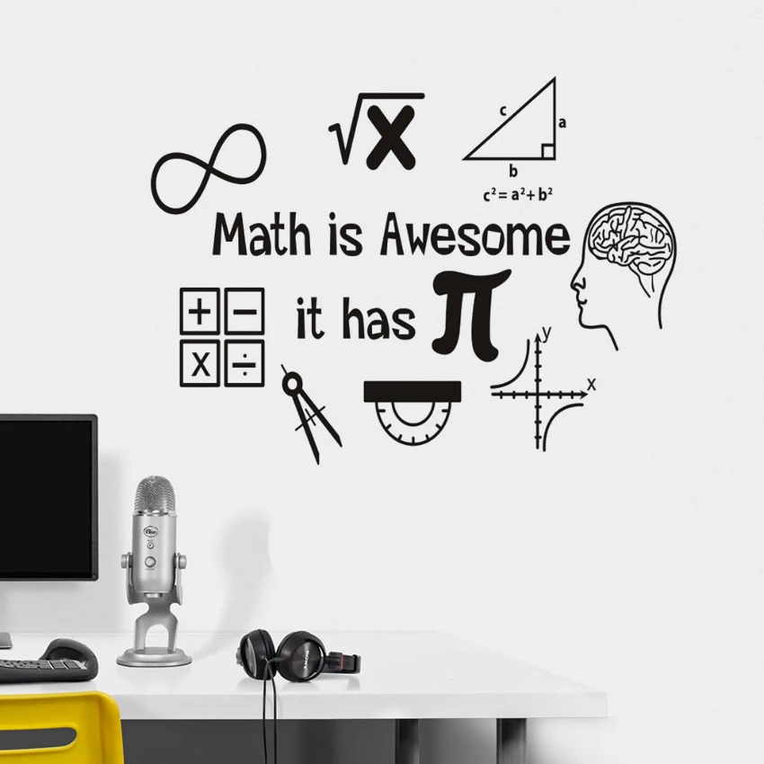 

Math Is Awesome Wall Decor Thinking Sticker For Wall Calculator Decals Vinyl Decorations Interior Home Design Art Murals J021