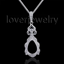 Груша 7x10 мм полумонтажная Подвеска из чистого белого золота 18 К, настоящий бриллиант полумонтажная Подвеска для продажи WP073