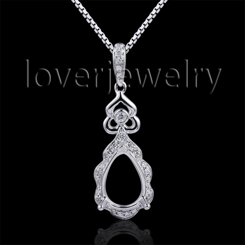 

Pear 7x10mm Semi-Mount Pendant Solid 18Kt White Gold,Real Diamond Semi Mounting Setting Pendant For Sale WP073