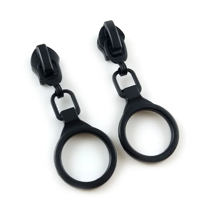 20pcs/lot, 5 Classic Pure Black Round Plating Zipper Sliders For